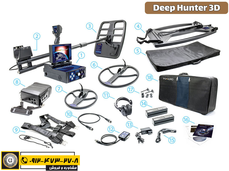 محتویات جعبه فلزیاب Deep hunter 3D